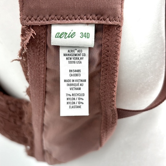 Aerie Real Power Plunge Push Up Mauve Eyelash Lace Bra Women’s Size 34D - Picture 11 of 13